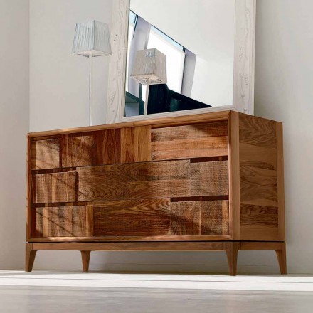 Dresser 3 drawers modern design in solid walnut, Nino Viadurini