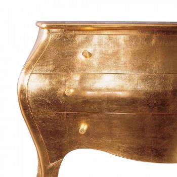 Dresser 3 drawers in solid gold wood design, made in Italy, Giotto