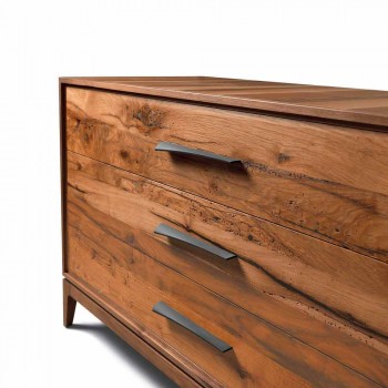 Modern design walnut 3-drawer dresser, W 131 x D 55 x H 80 cm, Sandro