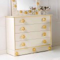 Design chest of 4 drawers in wood with knobs in the shape of Renoir roses
