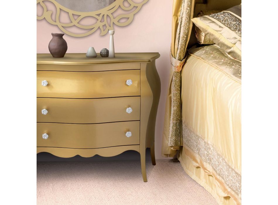 Rounded Dresser with 3 Drawers in Different Finishes Made in Italy - Gamad Viadurini