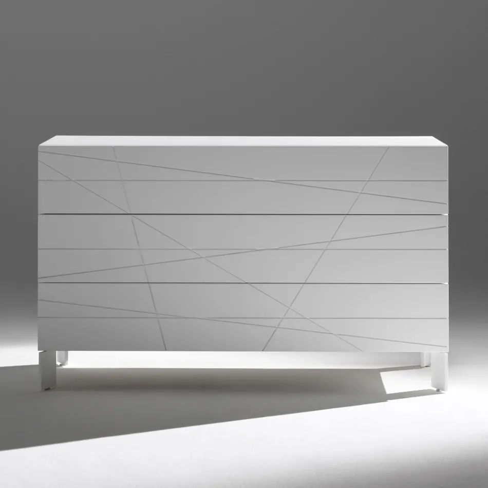 Chest of Drawers with 3 Drawers in Painted Wood Chipboard - Gemelli Viadurini