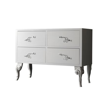 Dresser with 4 Drawers in Pearl White Linden Blockboard Made in Italy - Bacau Viadurini