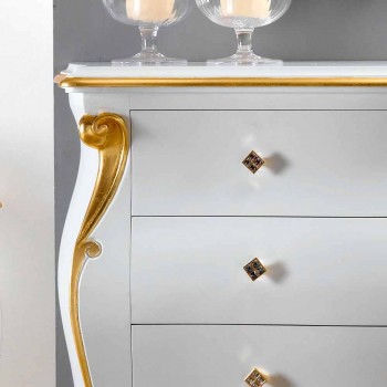 Chest of drawers with classic style drawers with Bio gold profiles, made in Italy