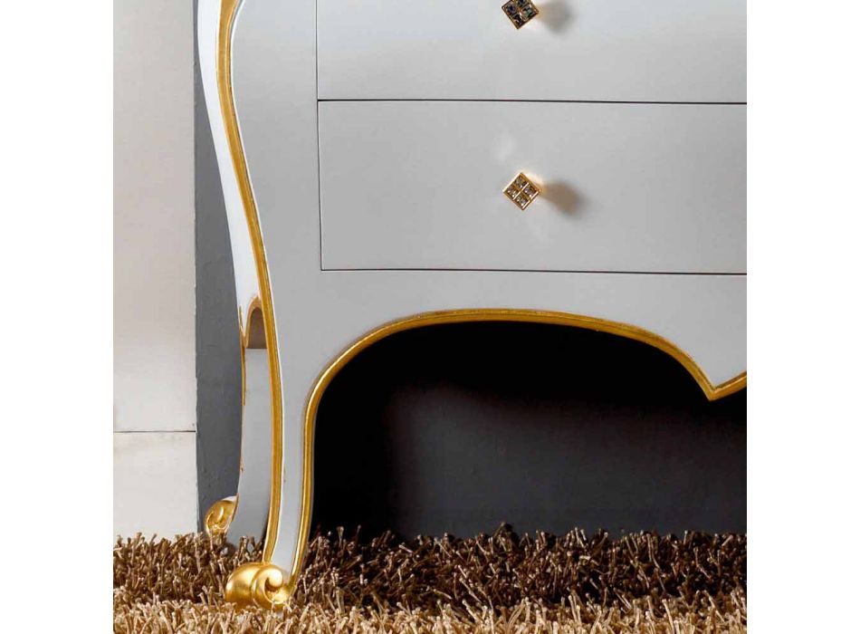 Chest of drawers with classic style drawers with Bio gold profiles, made in Italy