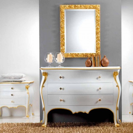 Chest of drawers with classic style drawers with Bio gold profiles, made in Italy Viadurini