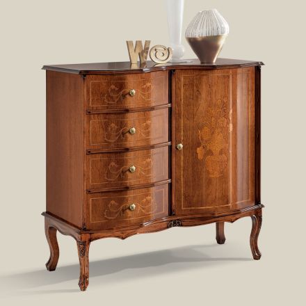 Classic Style Dresser with 1 Door and 4 Drawers Made in Italy - Elegant Viadurini