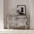 Dresser in Solid Wood with Silver Leaf Finish Made in Italy - Bruges