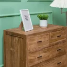 Solid Teak Dresser with 5 Drawers - Tang Viadurini