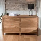 Solid Teak Dresser with 6 Drawers - Muay Viadurini
