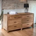 Solid Teak Dresser with 6 Drawers - Muay Viadurini