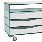 Extralight Glass Dresser and Six White Wood Drawers Made in Italy - Ganzo Viadurini
