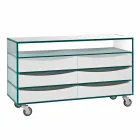 Extralight Glass Dresser and Six White Wood Drawers Made in Italy - Ganzo Viadurini