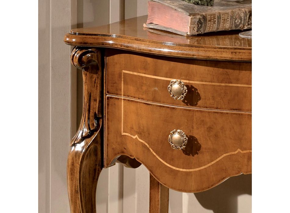 Classic 2-Drawer Bedside Table in Bassano Walnut Wood Made in Italy - Commodus