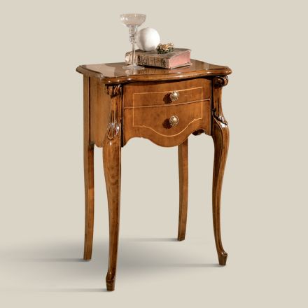 Classic 2-Drawer Bedside Table in Bassano Walnut Wood Made in Italy - Commodus Viadurini
