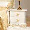 2-drawer wooden bedside table with Kush gold decorations, made in Italy