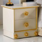 2-drawer wooden nightstand with Renoir rose-shaped knobs Viadurini