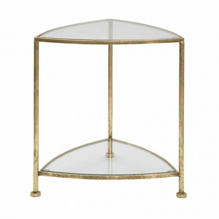 Modern Design Triangular Bedside Table in Iron and Glass - Kira Viadurini