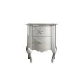 Pearl White Relief Bedside Table with Chromed Handles Made in Italy - Berlin