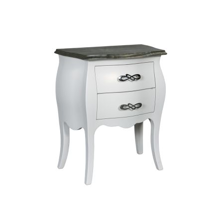 Two-tone bedside table in powder and worn white Made in Italy - Mantis Viadurini
