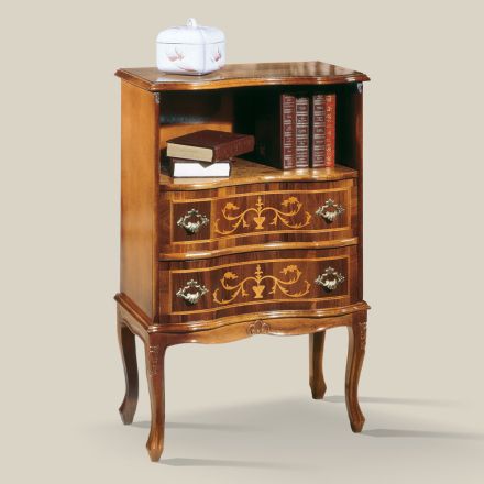 Classic Bedside Table in Walnut Wood with Drawers Made in Italy - Elegant Viadurini