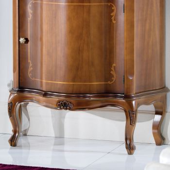Classic Bedside Table Inlaid Wood Door and Drawer Made in Italy - Leonor