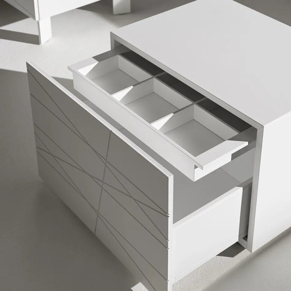 Bedside Table with 1 Drawer in Painted Wood Chipboard - Leone Viadurini