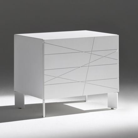 Bedside Table with 1 Drawer in Painted Wood Chipboard - Leone Viadurini