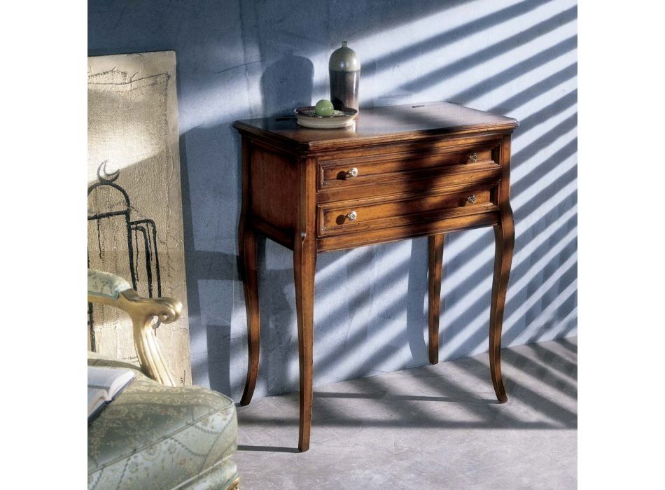 Bedside table with 2 drawers and opening wooden top Made in Italy - Anat Viadurini