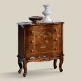 Bedside Table with 3 Drawers in Bassano Walnut Wood Made in Italy - Luxury