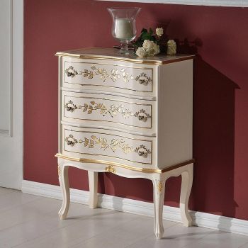 Bedside Table with Drawers in Walnut or White Wood Made in Italy - Elegant