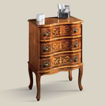 Bedside table with drawers in Walnut or White Wood Made in Italy - Elegant