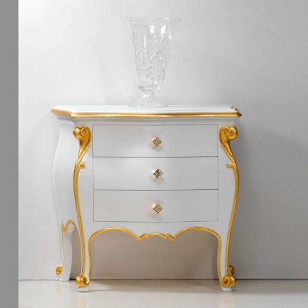Classic design bedside table with Bio gold profiles, made in Italy Viadurini