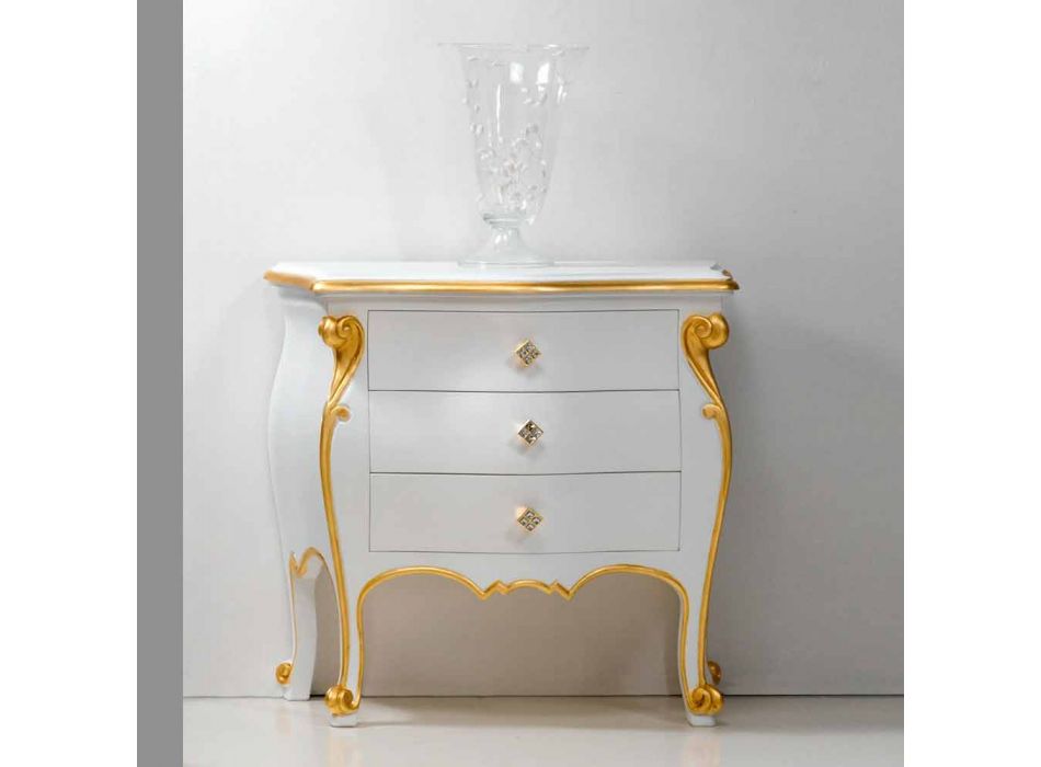 Classic design bedside table with Bio gold profiles, made in Italy