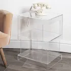 Modern Transparent Acrylic Crystal Design Bedside Table with Shelf - Icaria Viadurini