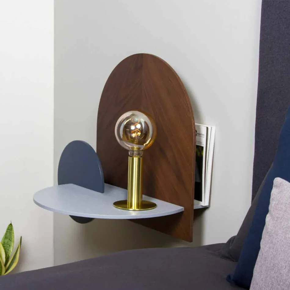 Modern Design Bedside Table Consisting of 3 Modular Plywood Panels - Marea Viadurini