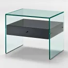 Modern design bedside table in extra-clear glass Made in Italy - Secret Viadurini