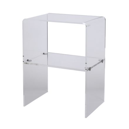 Transparent Acrylic Crystal Bedside Table with Design Shelf - Minervo Viadurini