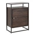 Bedside Table in Acacia Wood with Industrial Style Iron Structure - Cacio