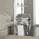 Bedside table in solid wood with silver leaf finish Made in Italy - Bruges Viadurini