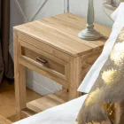 Solid Teak Bedside Table with 1 Drawer - Penca Viadurini