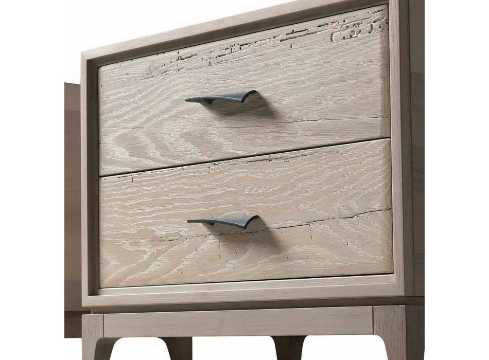Modern bedside table 2 drawers in antique oak, W 60 x D 42 cm, Margo
