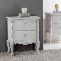 Classic style bedside table in solid wood, Bone crystal handles