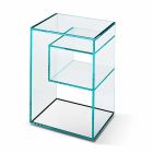 Bedside Table in Extra-clear Glass 2 Dimensions Made in Italy - Linzy Viadurini