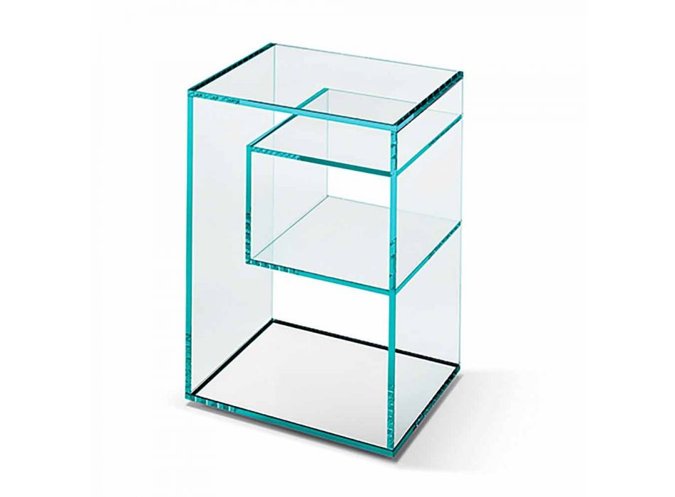 Bedside Table in Extra-clear Glass 2 Dimensions Made in Italy - Linzy Viadurini