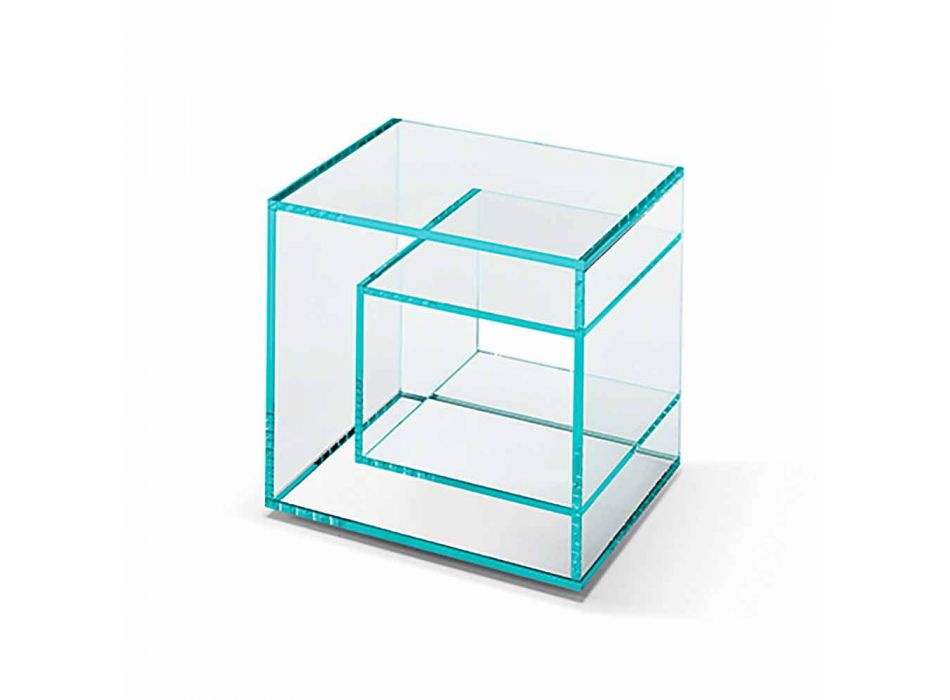 Bedside Table in Extra-clear Glass 2 Dimensions Made in Italy - Linzy