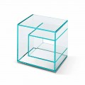 Bedside Table in Extra-clear Glass 2 Dimensions Made in Italy - Linzy