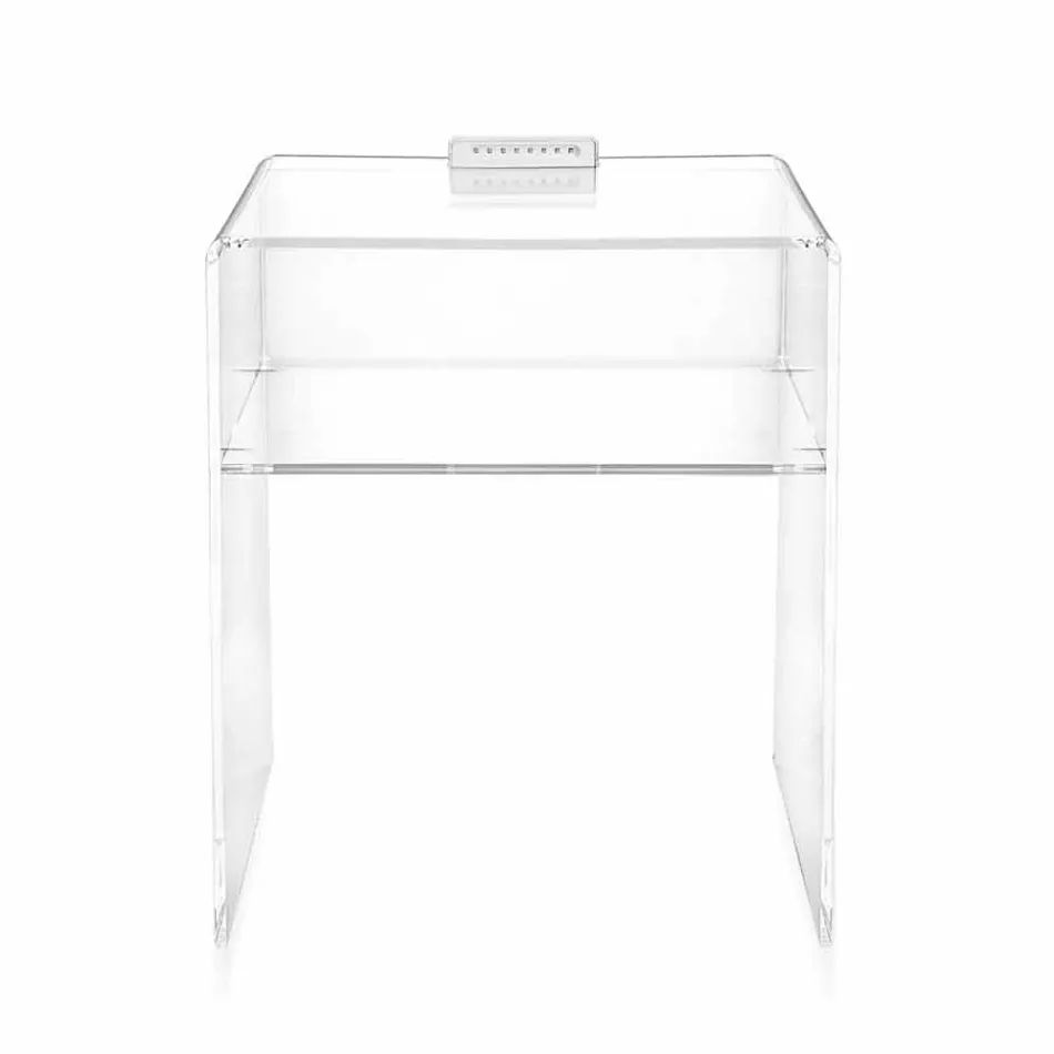 Transparent bedside table with LED light illuminated with Adelia touch Viadurini