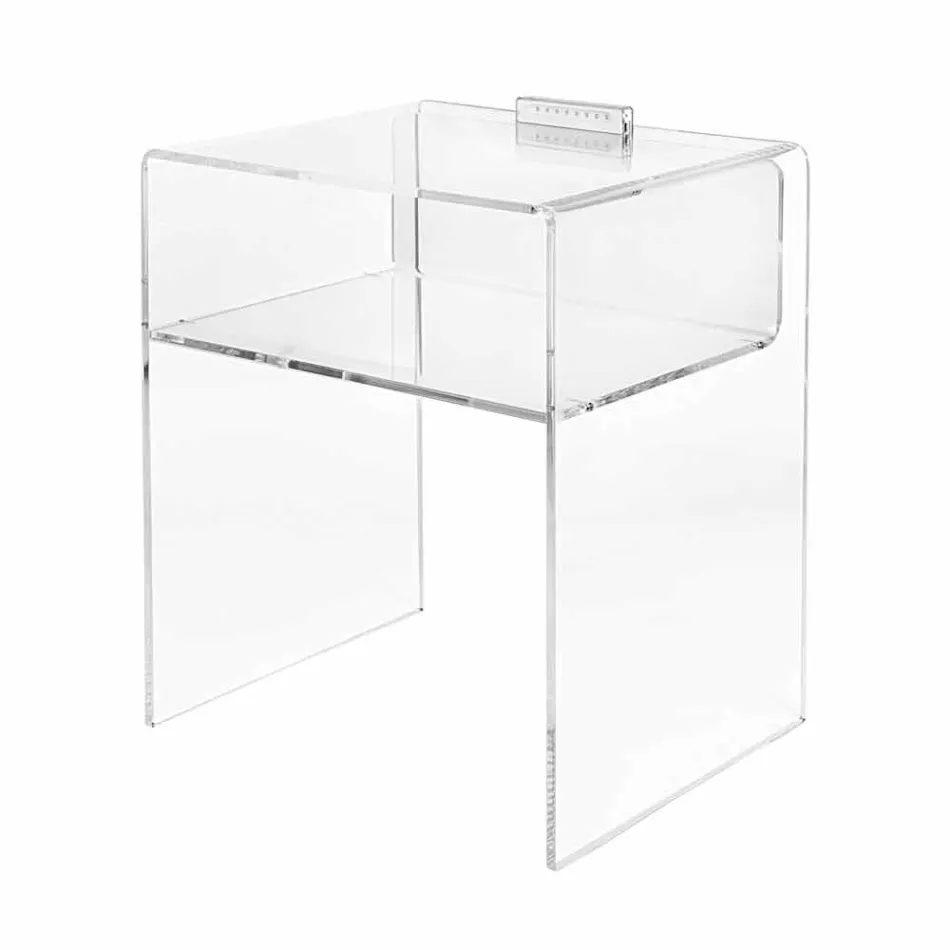 Transparent bedside table with LED light illuminated with Adelia touch Viadurini