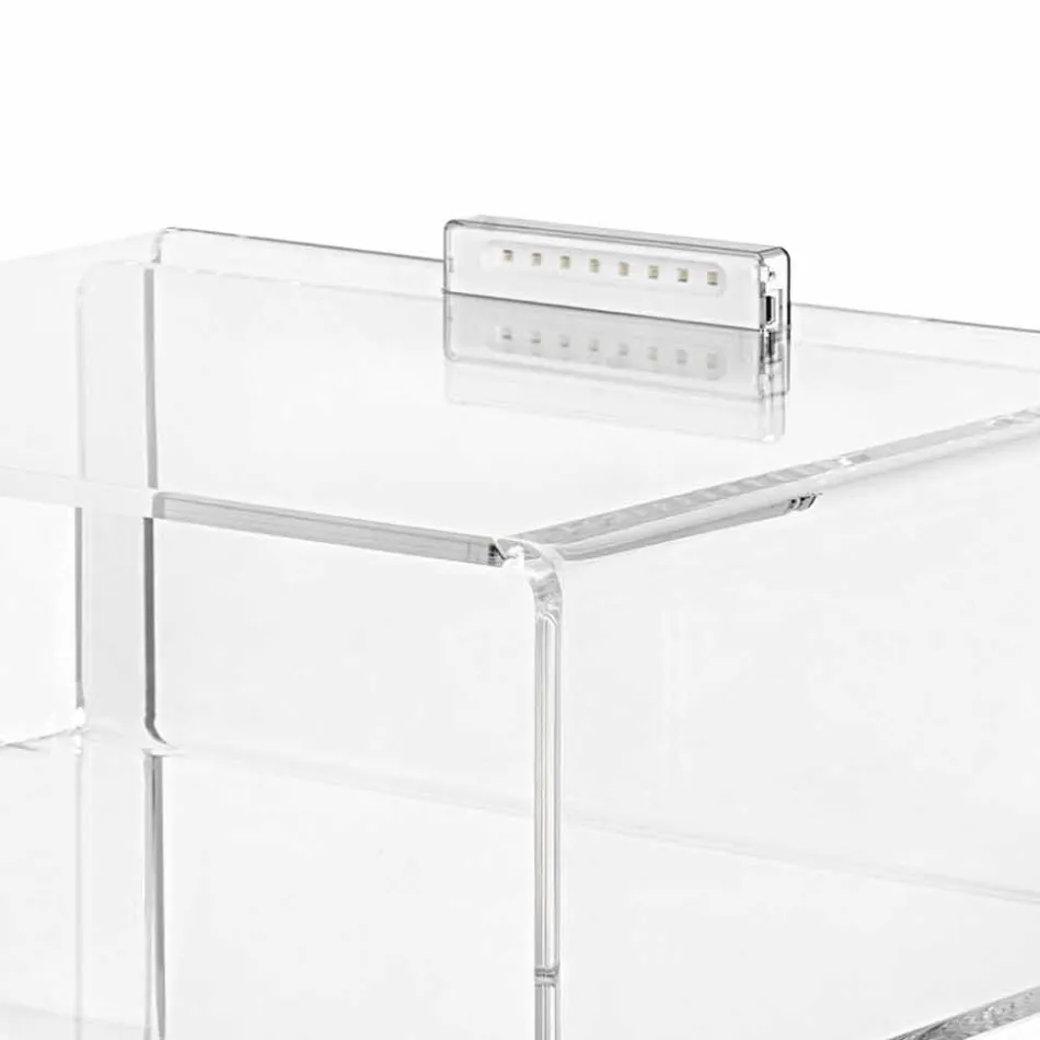 Transparent bedside table with LED light illuminated with Adelia touch Viadurini